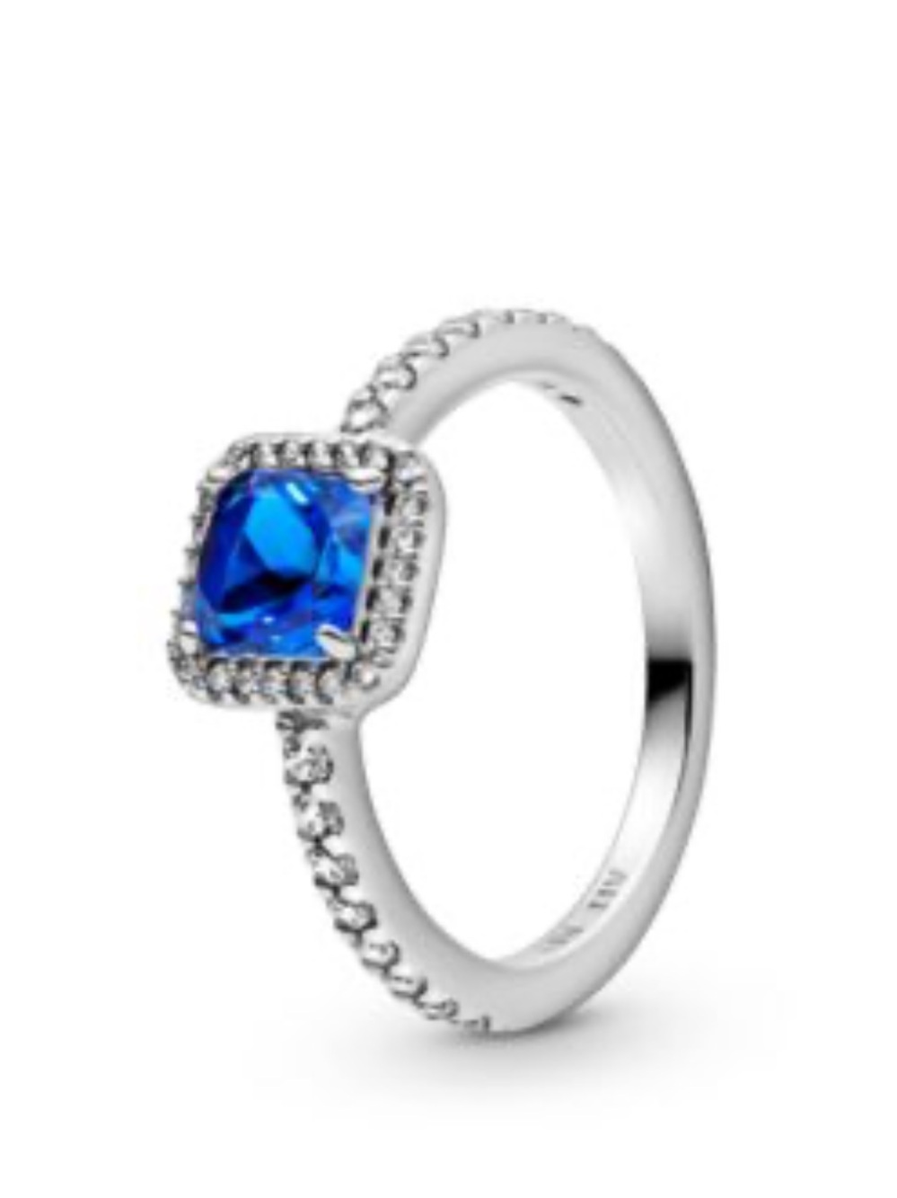 Pandora Silver Ring with Deep Blue Square Stone 925 Silver retail $106